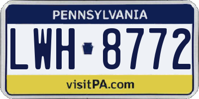 PA license plate LWH8772