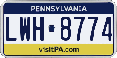PA license plate LWH8774