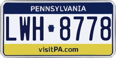 PA license plate LWH8778