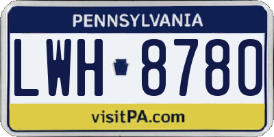 PA license plate LWH8780