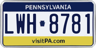 PA license plate LWH8781