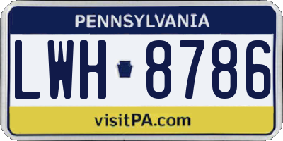 PA license plate LWH8786