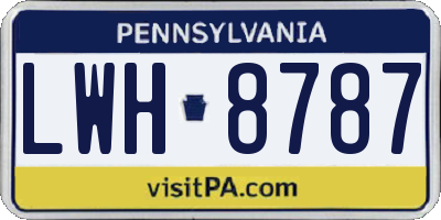 PA license plate LWH8787
