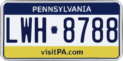 PA license plate LWH8788