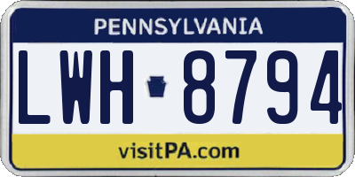 PA license plate LWH8794