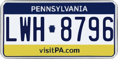 PA license plate LWH8796