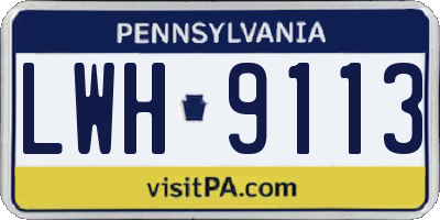 PA license plate LWH9113