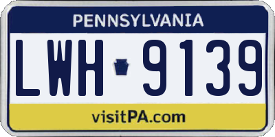 PA license plate LWH9139