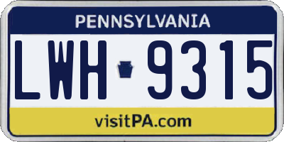 PA license plate LWH9315