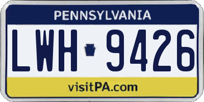 PA license plate LWH9426