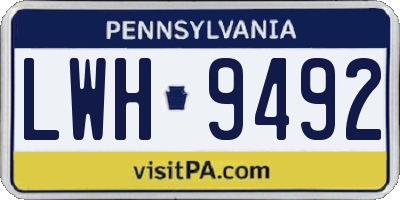 PA license plate LWH9492