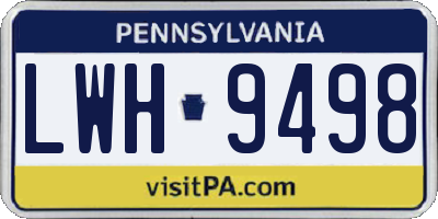 PA license plate LWH9498