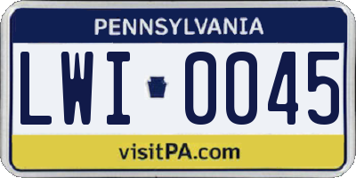 PA license plate LWI0045