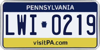 PA license plate LWI0219
