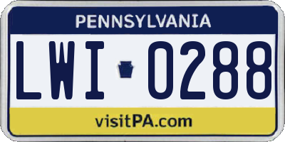 PA license plate LWI0288