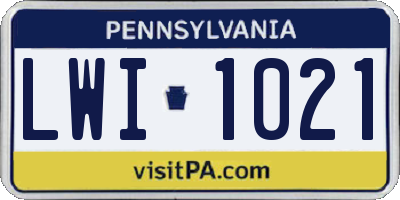 PA license plate LWI1021