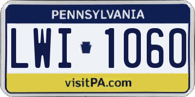 PA license plate LWI1060