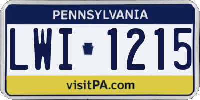 PA license plate LWI1215