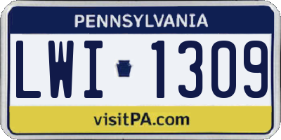 PA license plate LWI1309