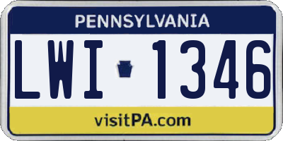 PA license plate LWI1346
