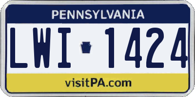 PA license plate LWI1424