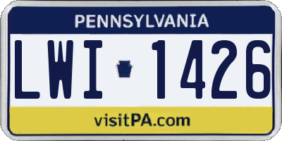 PA license plate LWI1426