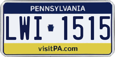 PA license plate LWI1515