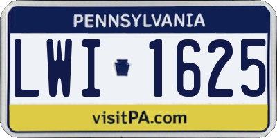 PA license plate LWI1625
