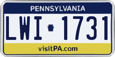PA license plate LWI1731