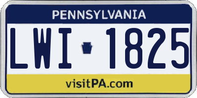 PA license plate LWI1825