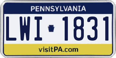 PA license plate LWI1831