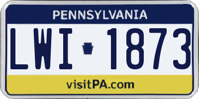 PA license plate LWI1873
