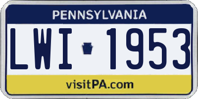 PA license plate LWI1953