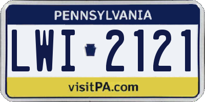 PA license plate LWI2121