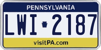 PA license plate LWI2187
