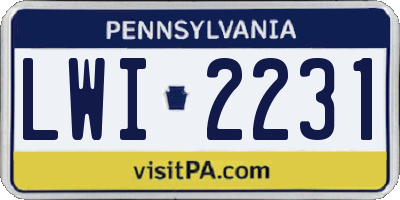 PA license plate LWI2231