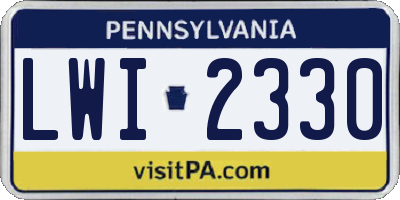 PA license plate LWI2330