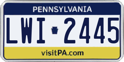 PA license plate LWI2445