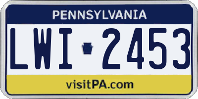 PA license plate LWI2453