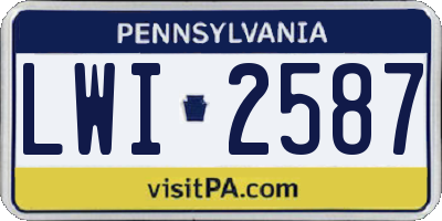 PA license plate LWI2587