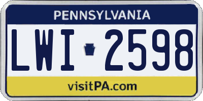 PA license plate LWI2598