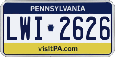 PA license plate LWI2626