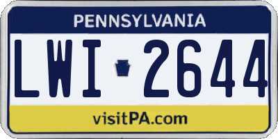 PA license plate LWI2644