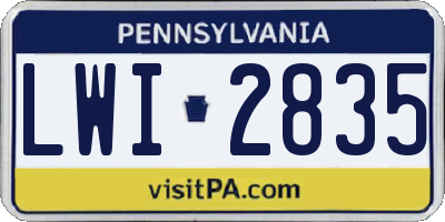 PA license plate LWI2835