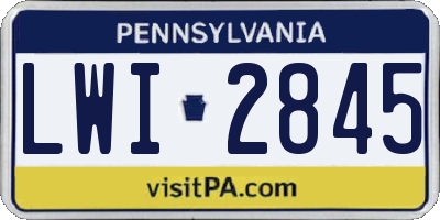 PA license plate LWI2845