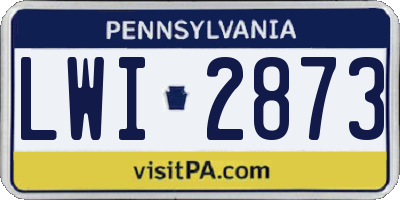 PA license plate LWI2873