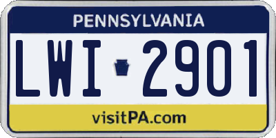 PA license plate LWI2901