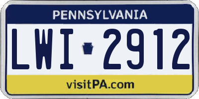 PA license plate LWI2912