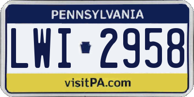 PA license plate LWI2958