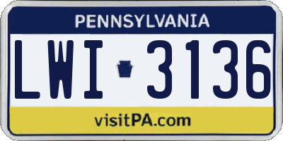PA license plate LWI3136